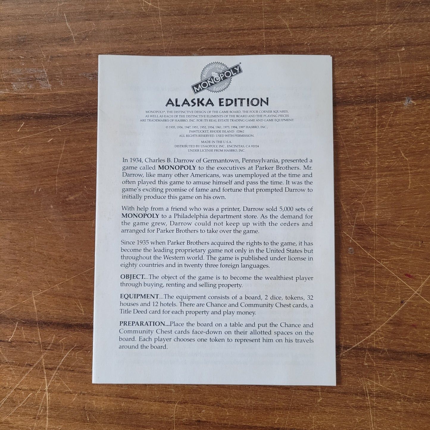 1997 Parker Brothers Monopoly Alaska Edition real estate trading game (complete)