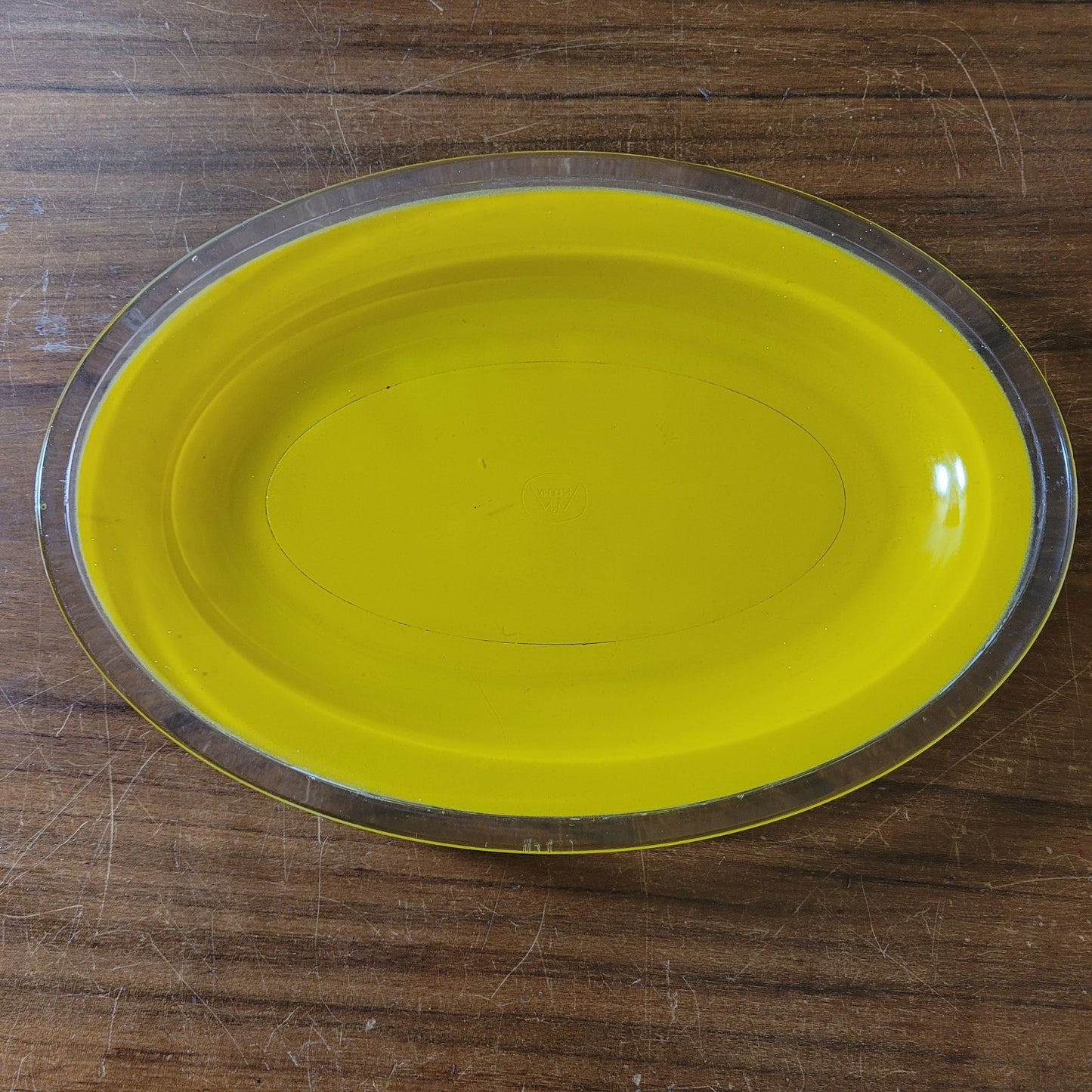 1960s yellow Phoenix Glass trio - glass gravy boat with underplate, & serving plate