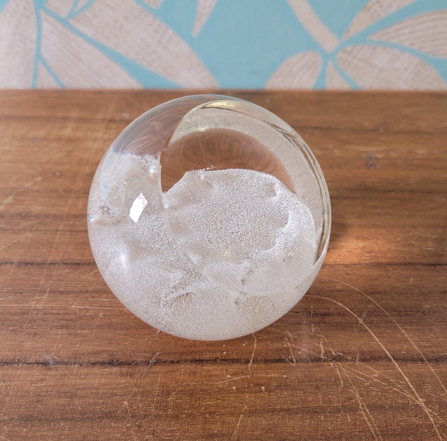 Collectable vintage Caithness Glass CIIG white/clear paperweight with smooth faceted edge