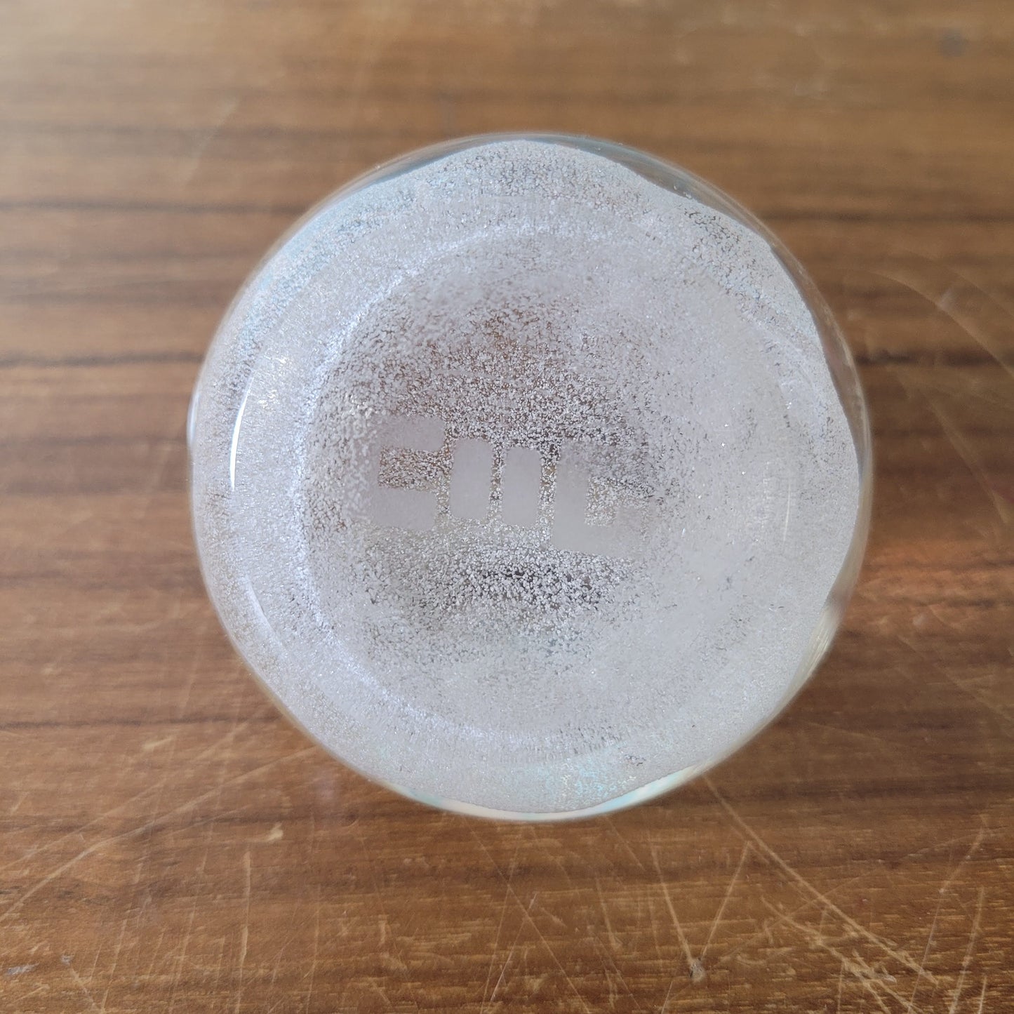 Collectable vintage Caithness Glass CIIG white/clear paperweight with smooth faceted edge