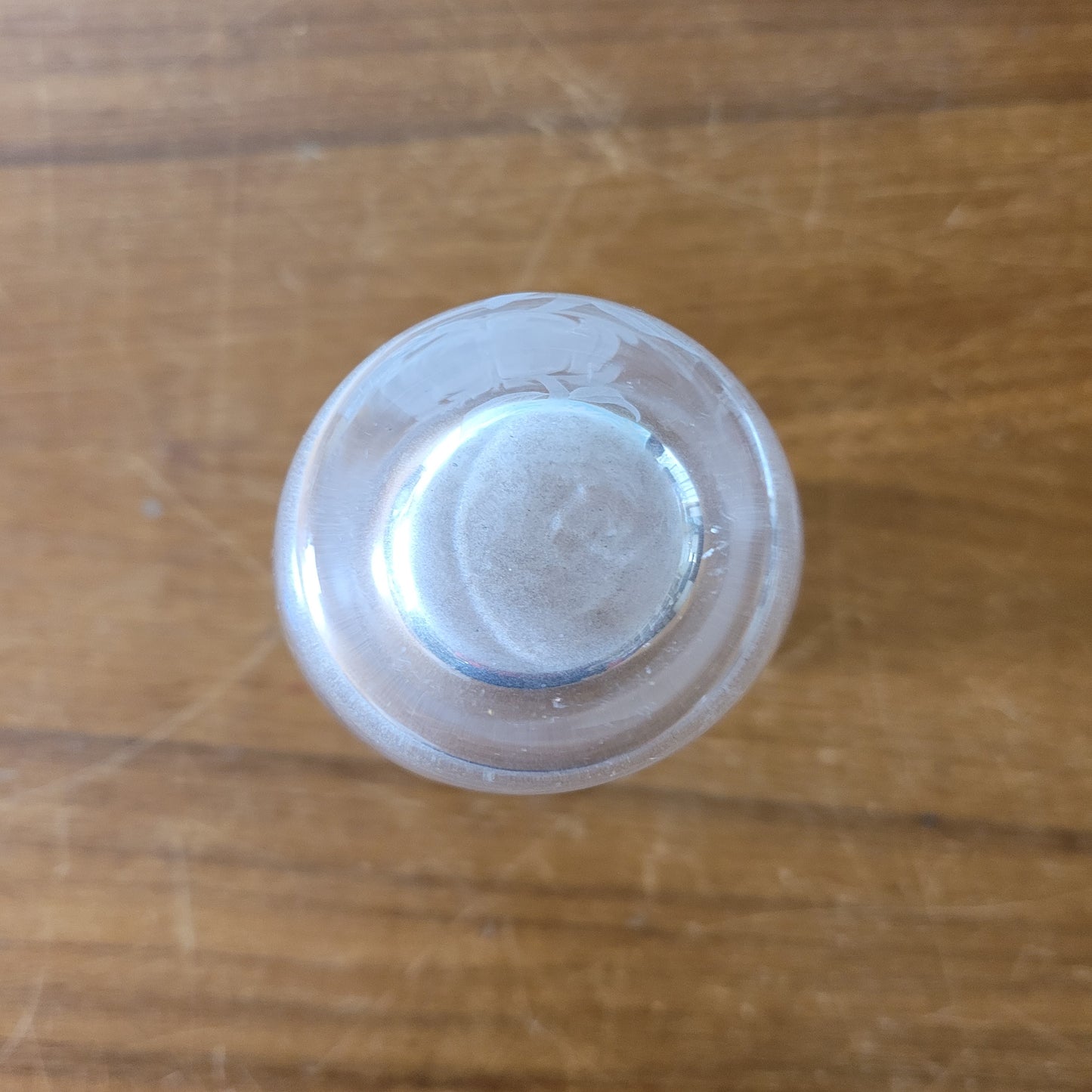 Vintage Stuart Strathearn, Scotland honeysuckle etched glass bud vase