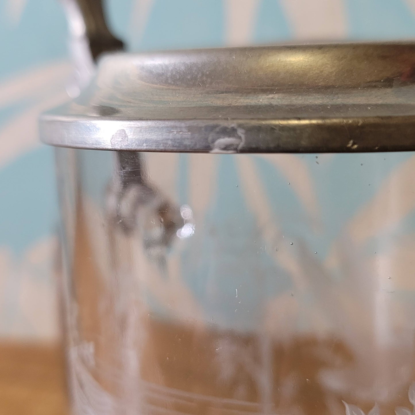 Vintage Domex glass & pewter etched duck design tankard