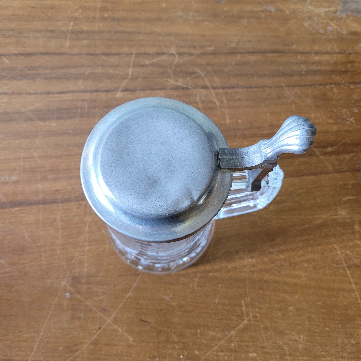 Vintage Domex glass & pewter etched duck design tankard