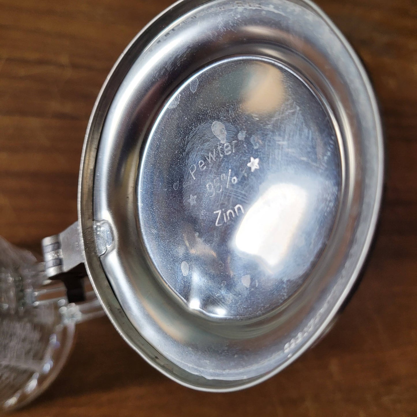 Vintage Domex glass & pewter etched duck design tankard