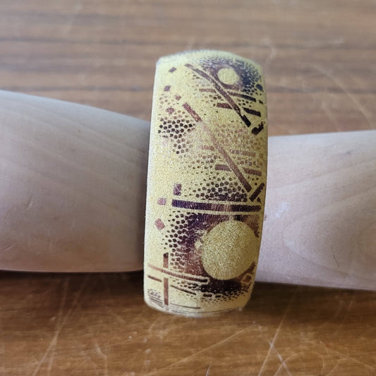 Vintage Memphis-style abstract fabric covered wide bangle