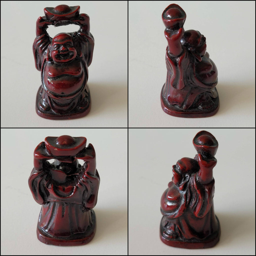 Set of six kitsch miniature resin lucky Buddha figurines