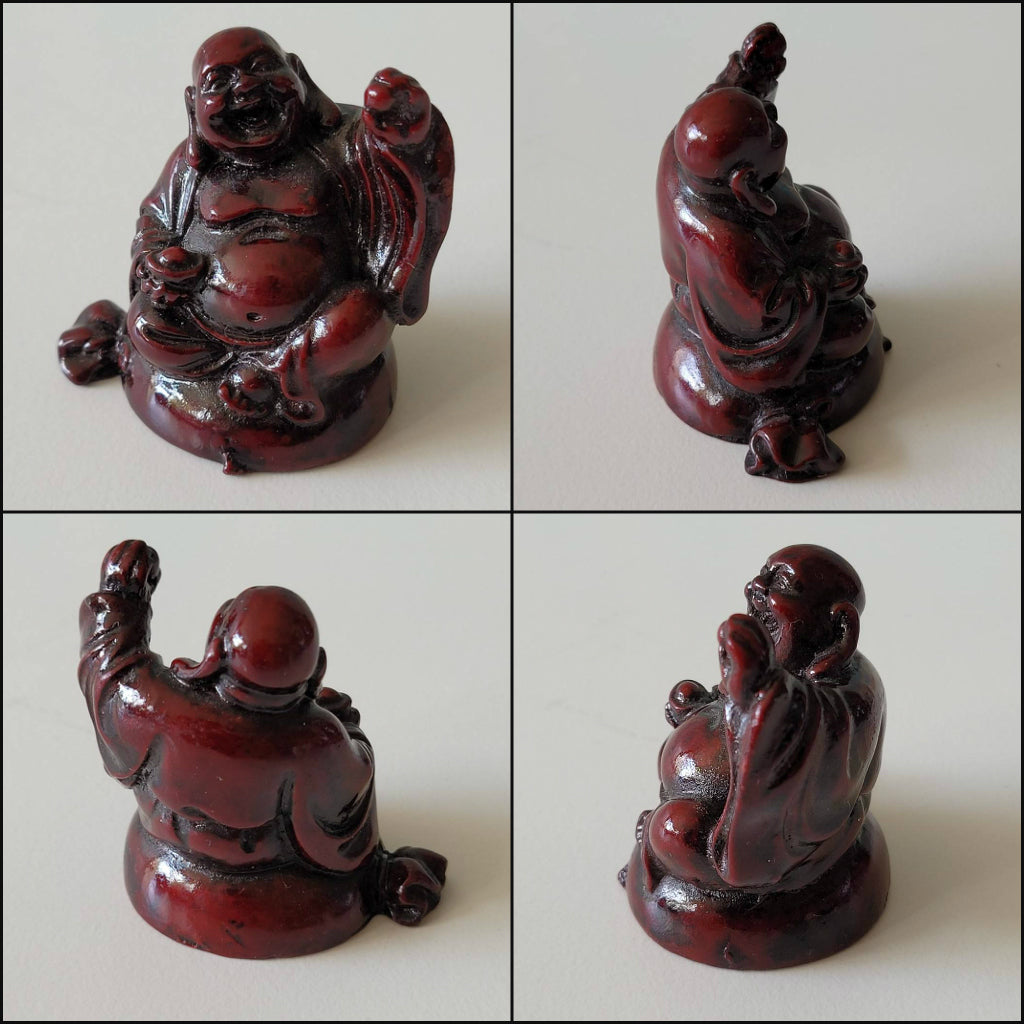 Set of six kitsch miniature resin lucky Buddha figurines