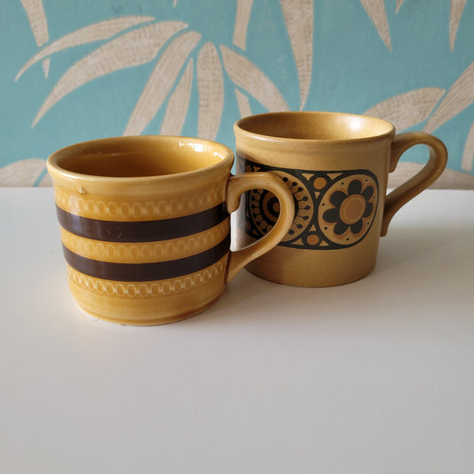 1970s Kilncraft 'Bacchus', & Sadler stripe coffee/tea cups