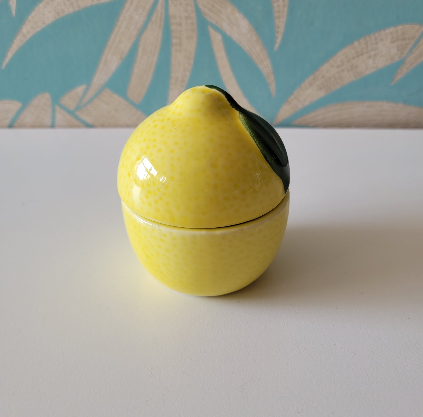 Retro ceramic lemon shaped preserve pot