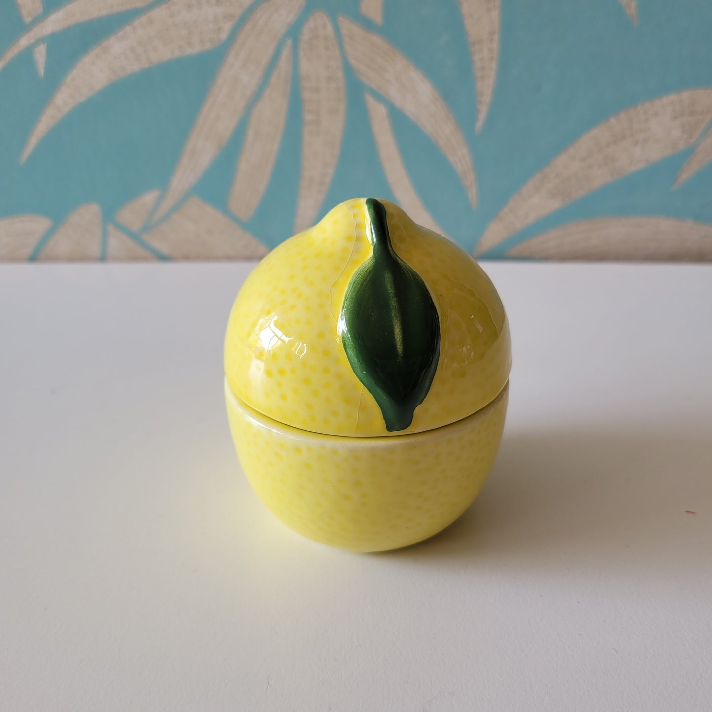 Retro ceramic lemon shaped preserve pot