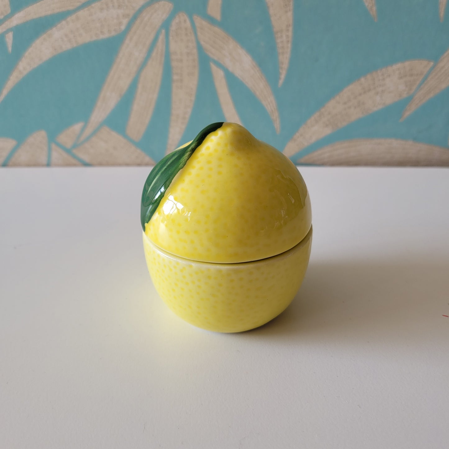 Retro ceramic lemon shaped preserve pot