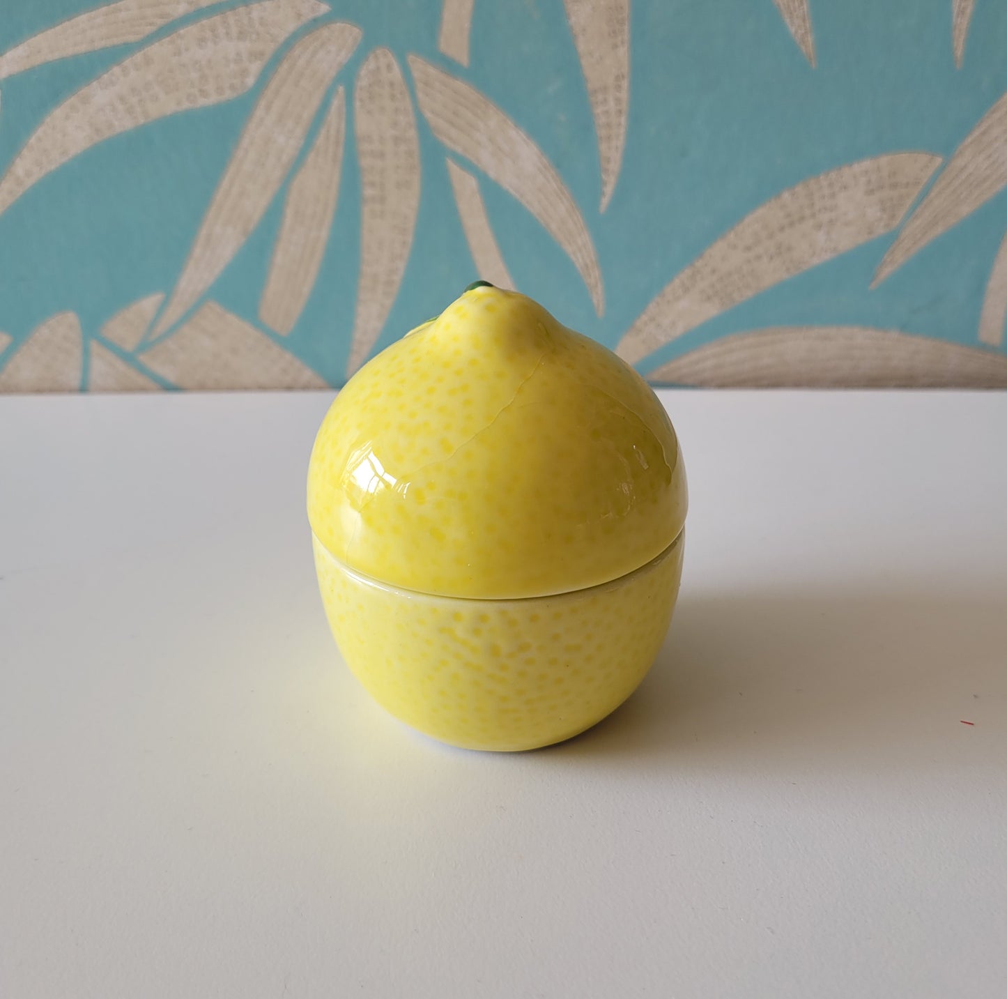 Retro ceramic lemon shaped preserve pot