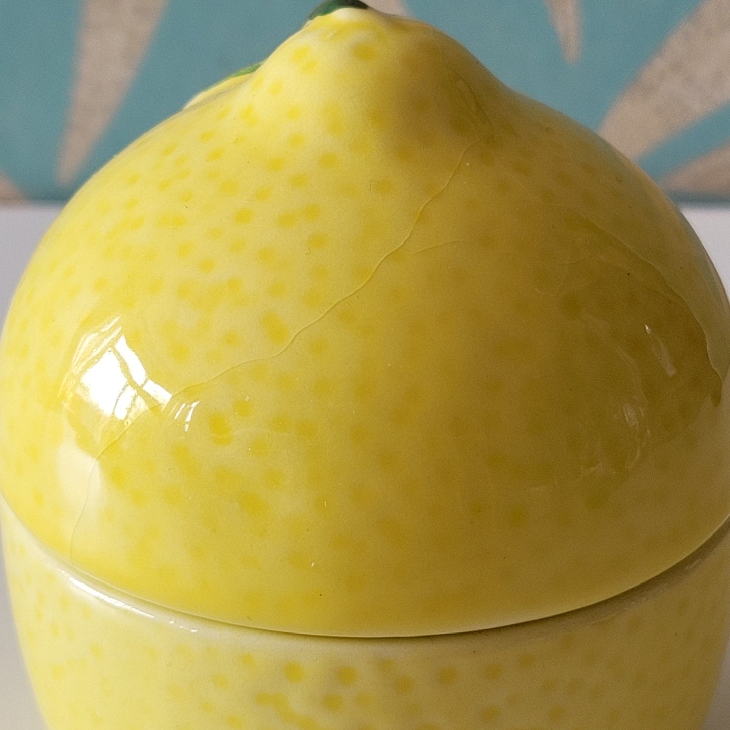 Retro ceramic lemon shaped preserve pot