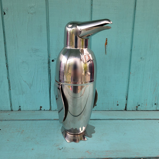 Vintage Art Deco-style stainless steel Penguin cocktail shaker