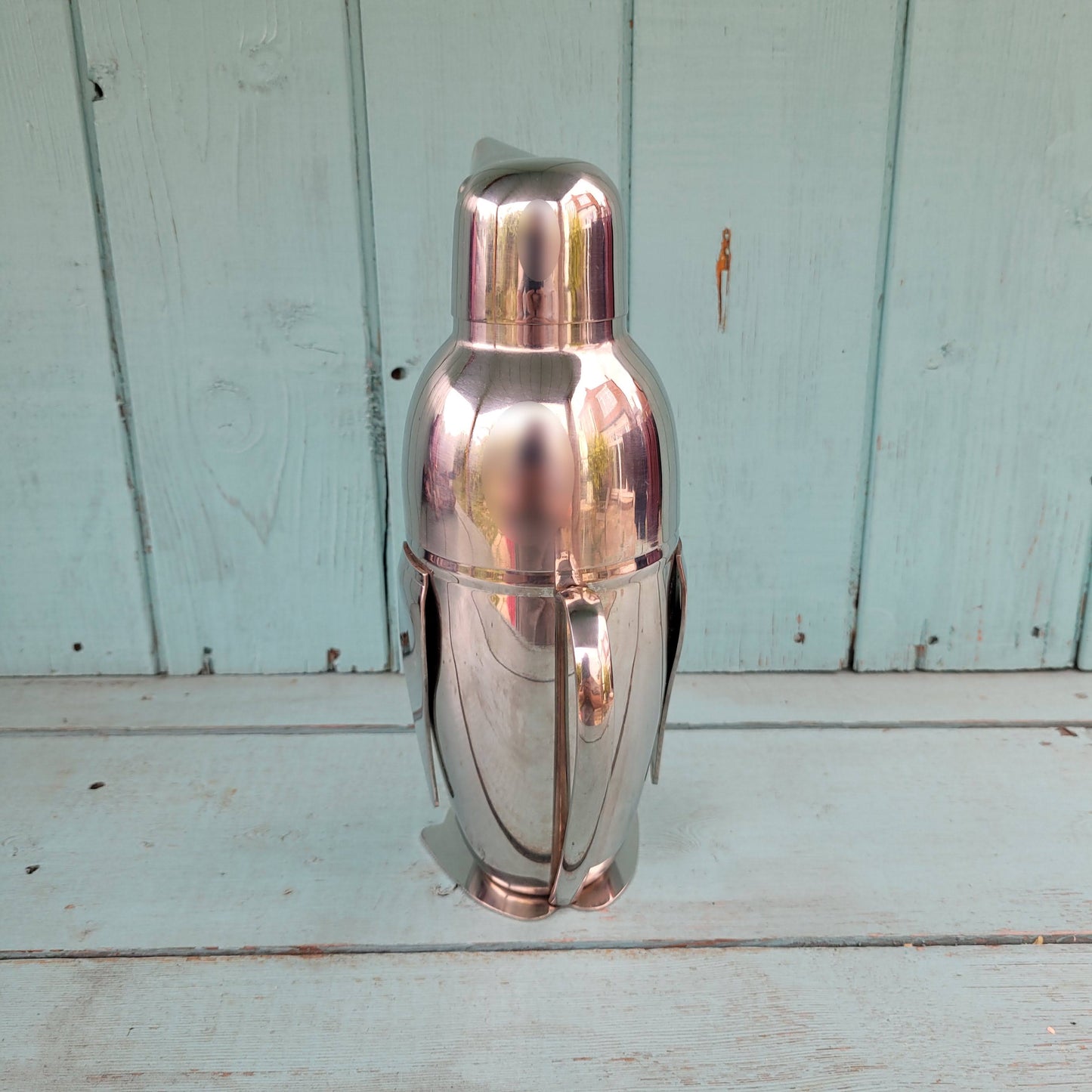 Vintage Art Deco-style stainless steel Penguin cocktail shaker