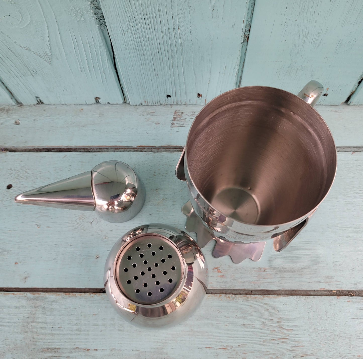 Vintage Art Deco-style stainless steel Penguin cocktail shaker