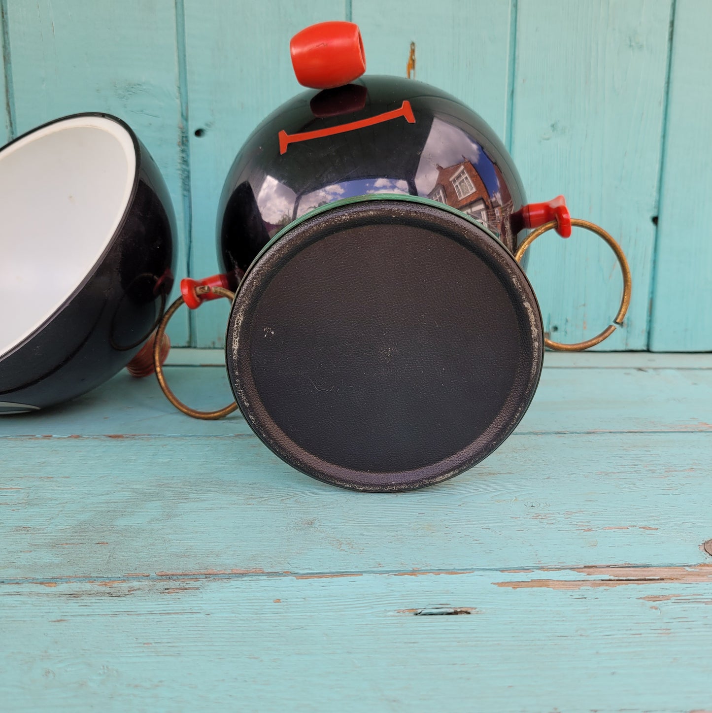 1970s novelty plastic & metal tribal head ice bucket