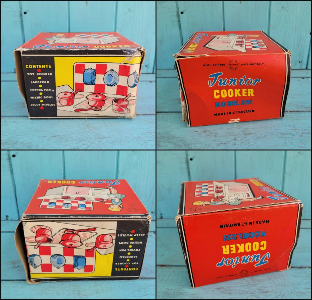Vintage Wells-Brimtoy tin 'Junior Cooker', model 221, with original packaging