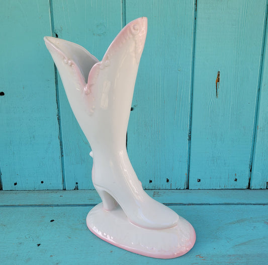 Vintage decorative porcelain 'Edwardian' ladies boot vase