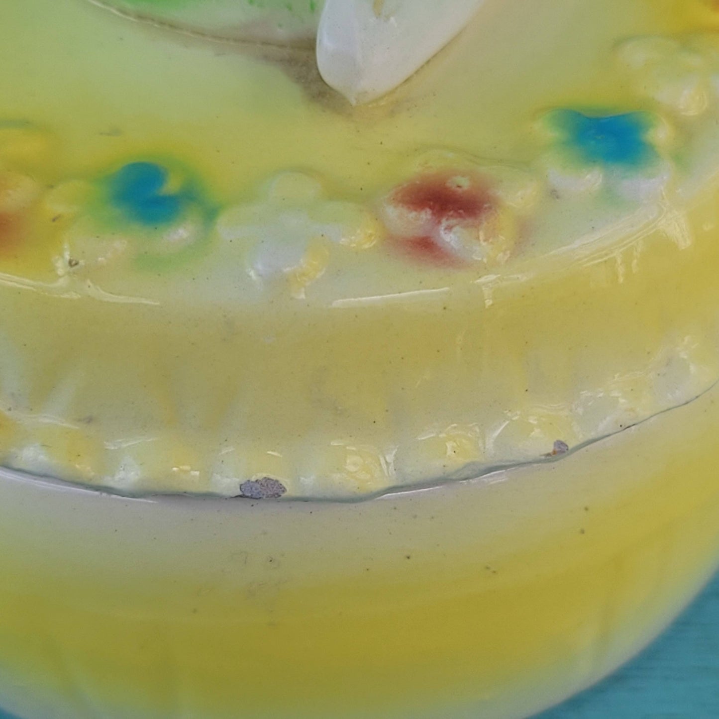 Kitsch 1960s ceramic mod girl trinket pot, green hair