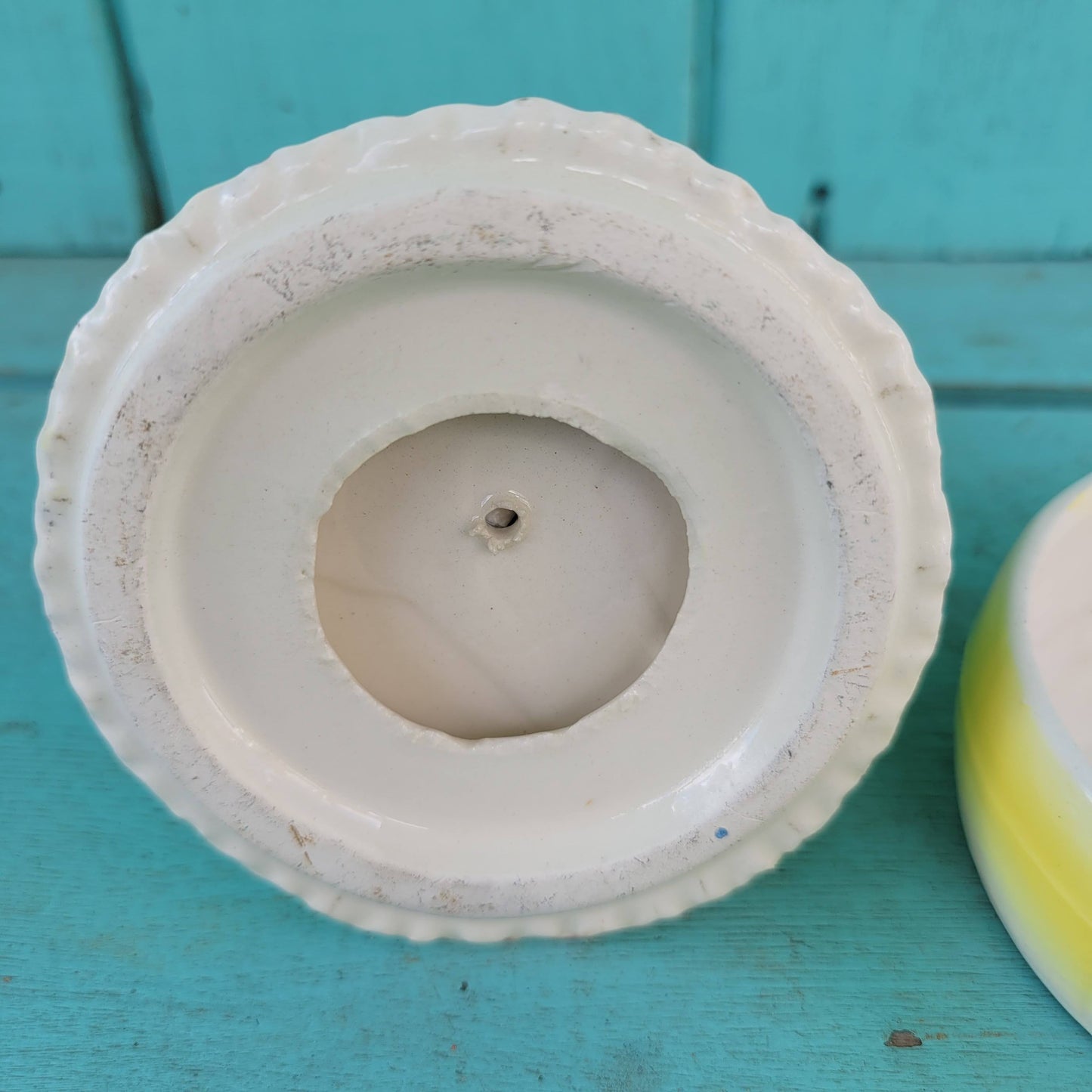 Kitsch 1960s ceramic mod girl trinket pot, green hair