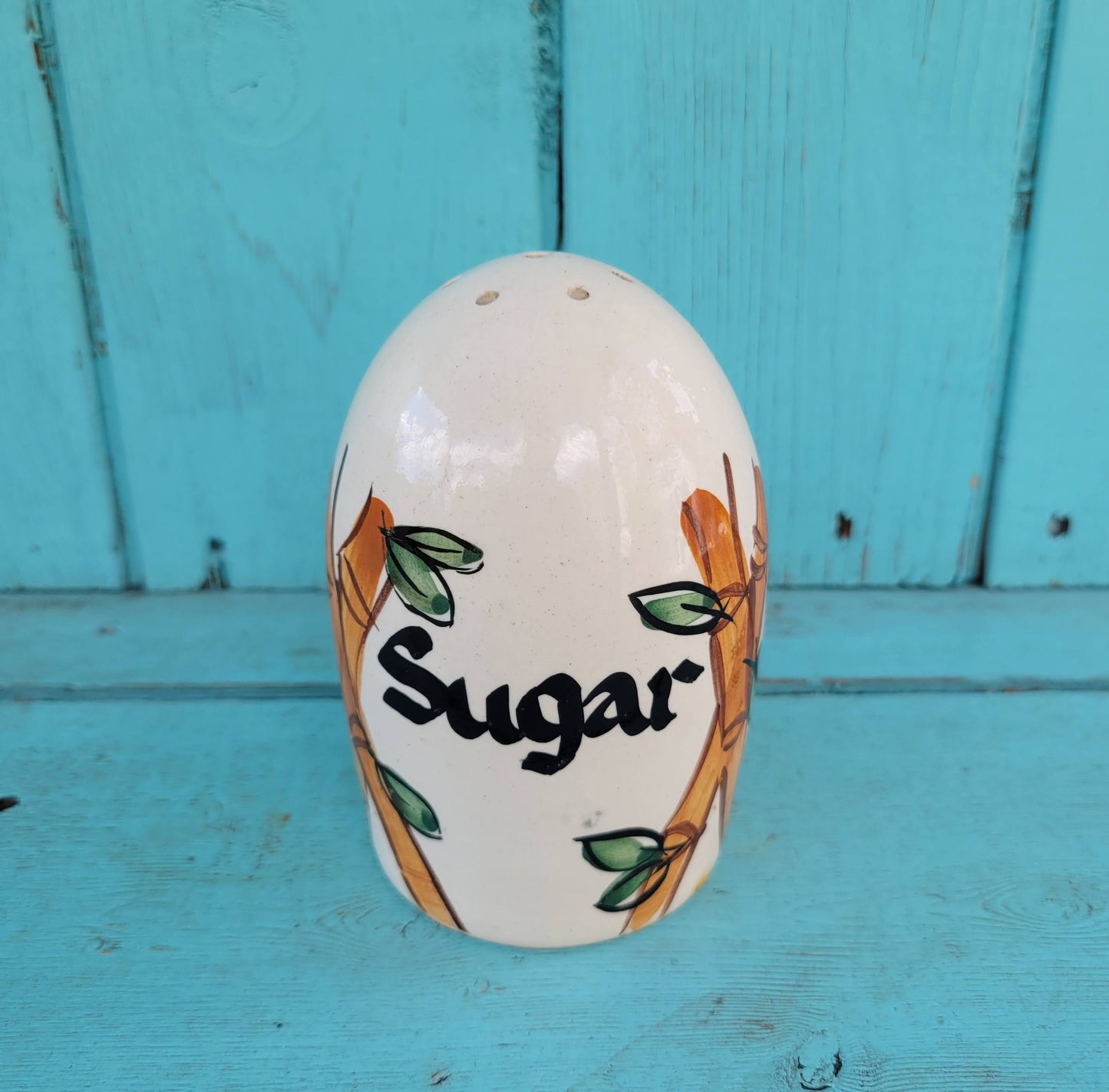 1950s Geoffrey Maund ceramic bamboo pattern 'Sugar' shaker