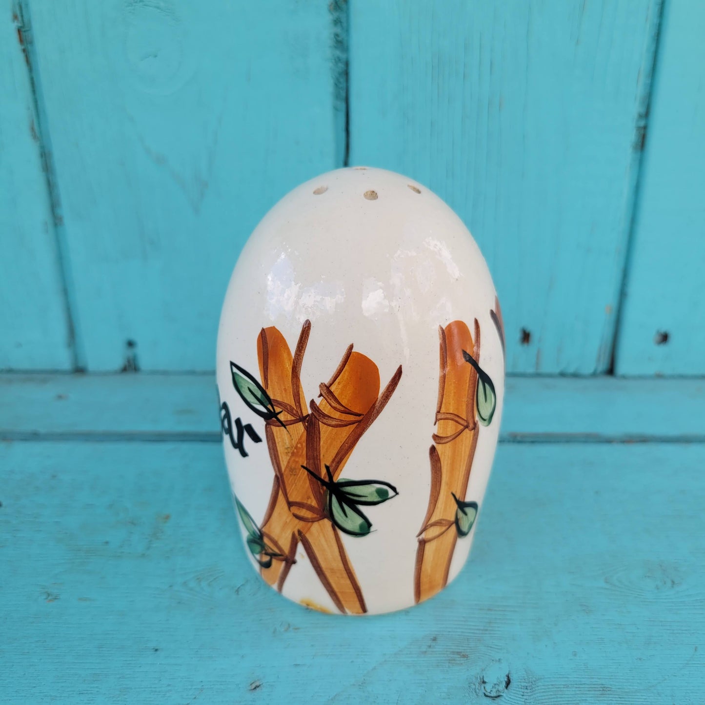 1950s Geoffrey Maund ceramic bamboo pattern 'Sugar' shaker