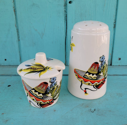1960s Lord Nelson Pottery "Rio" condiments pot, & sugar pourer