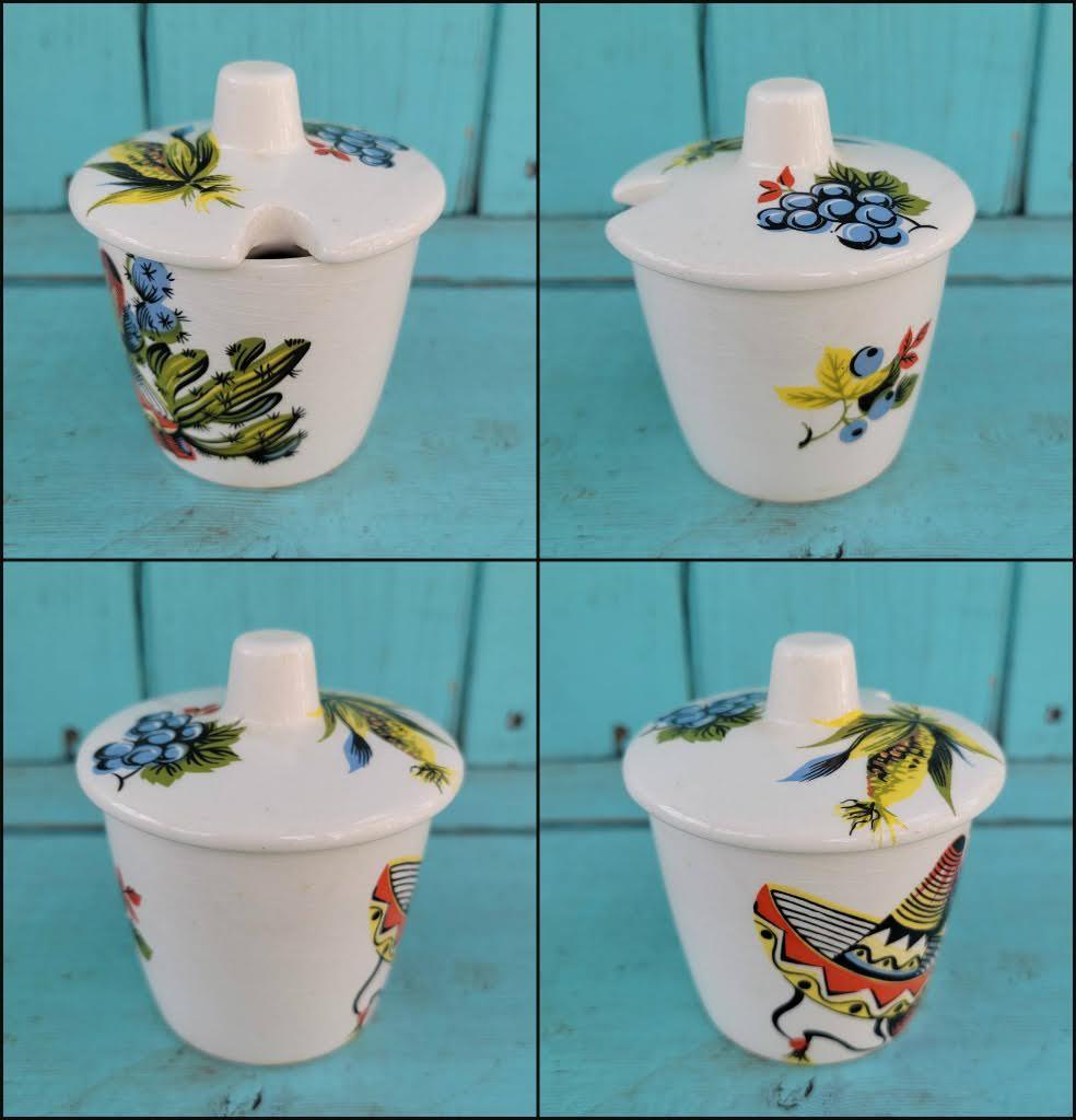 1960s Lord Nelson Pottery "Rio" condiments pot, & sugar pourer