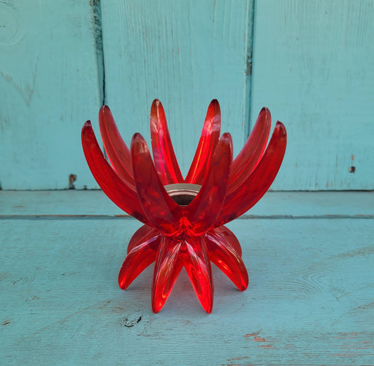 Collectable 1960s red plastic sputnik/starburst candle holder