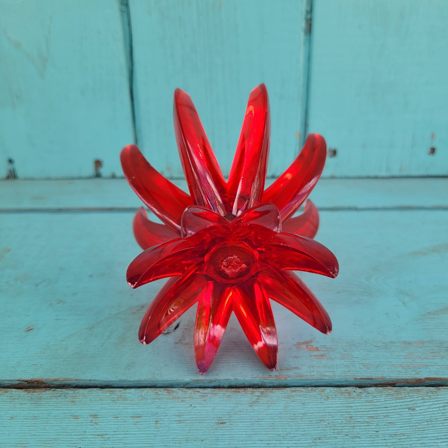 Collectable 1960s red plastic sputnik/starburst candle holder