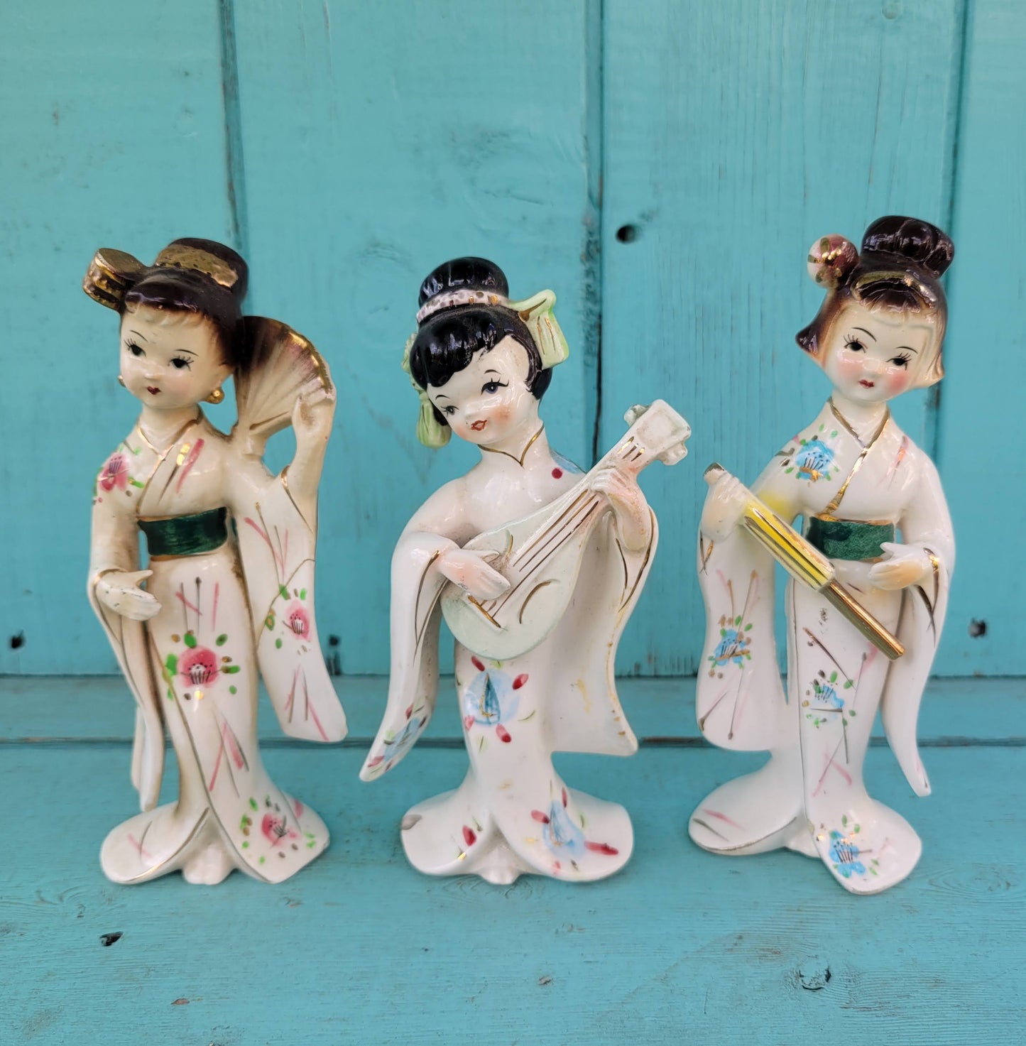 1950s Californian Creations & Bradley ceramic Geisha girl ornaments