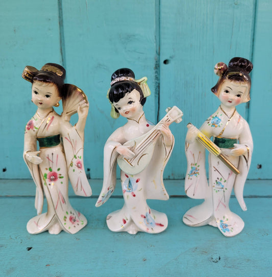 1950s Californian Creations & Bradley ceramic Geisha girl ornaments