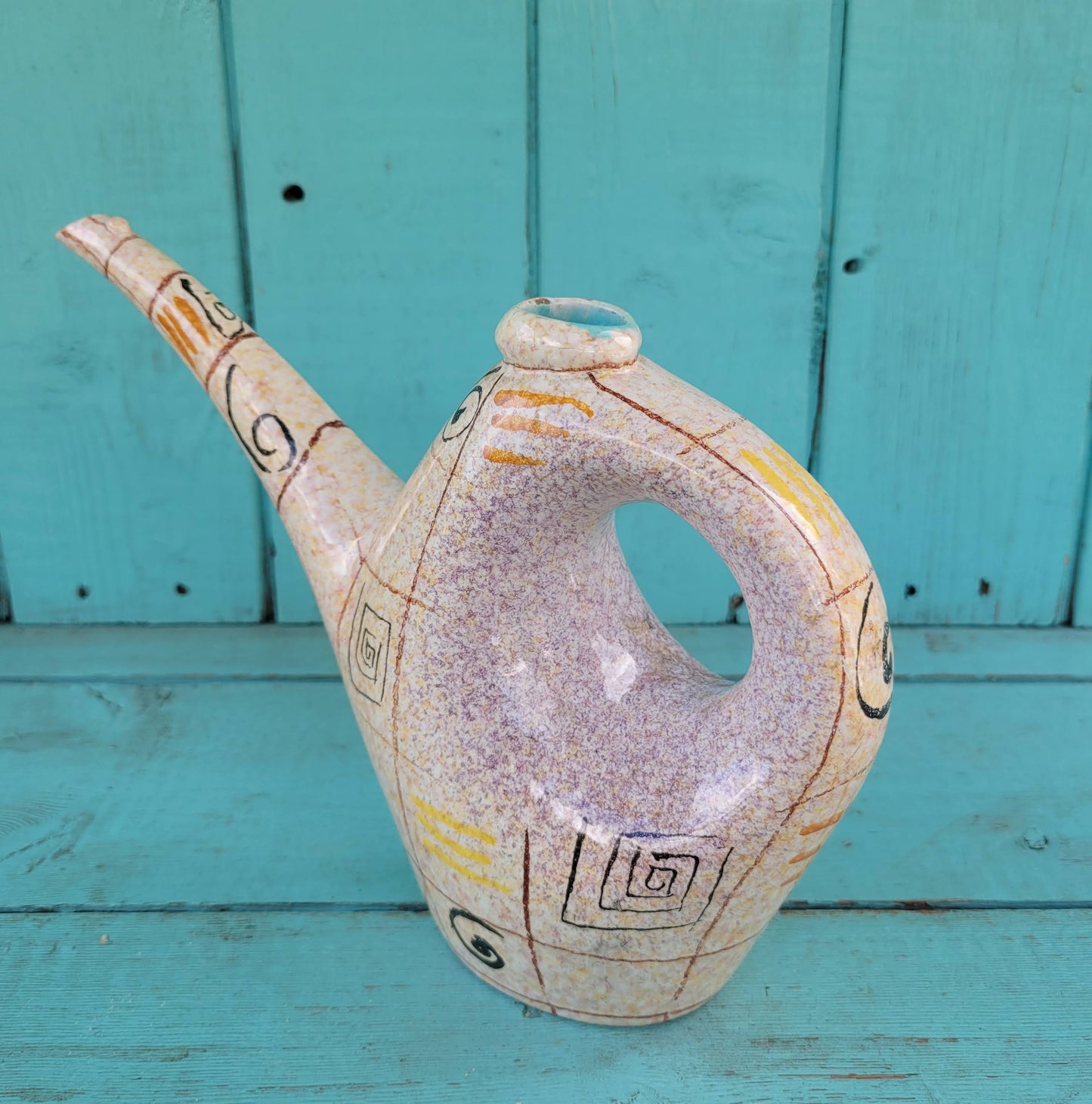 1960s Coronetti, Italy abstract patterned ceramic liquor bottle stamped Coronetti, Cunardo.