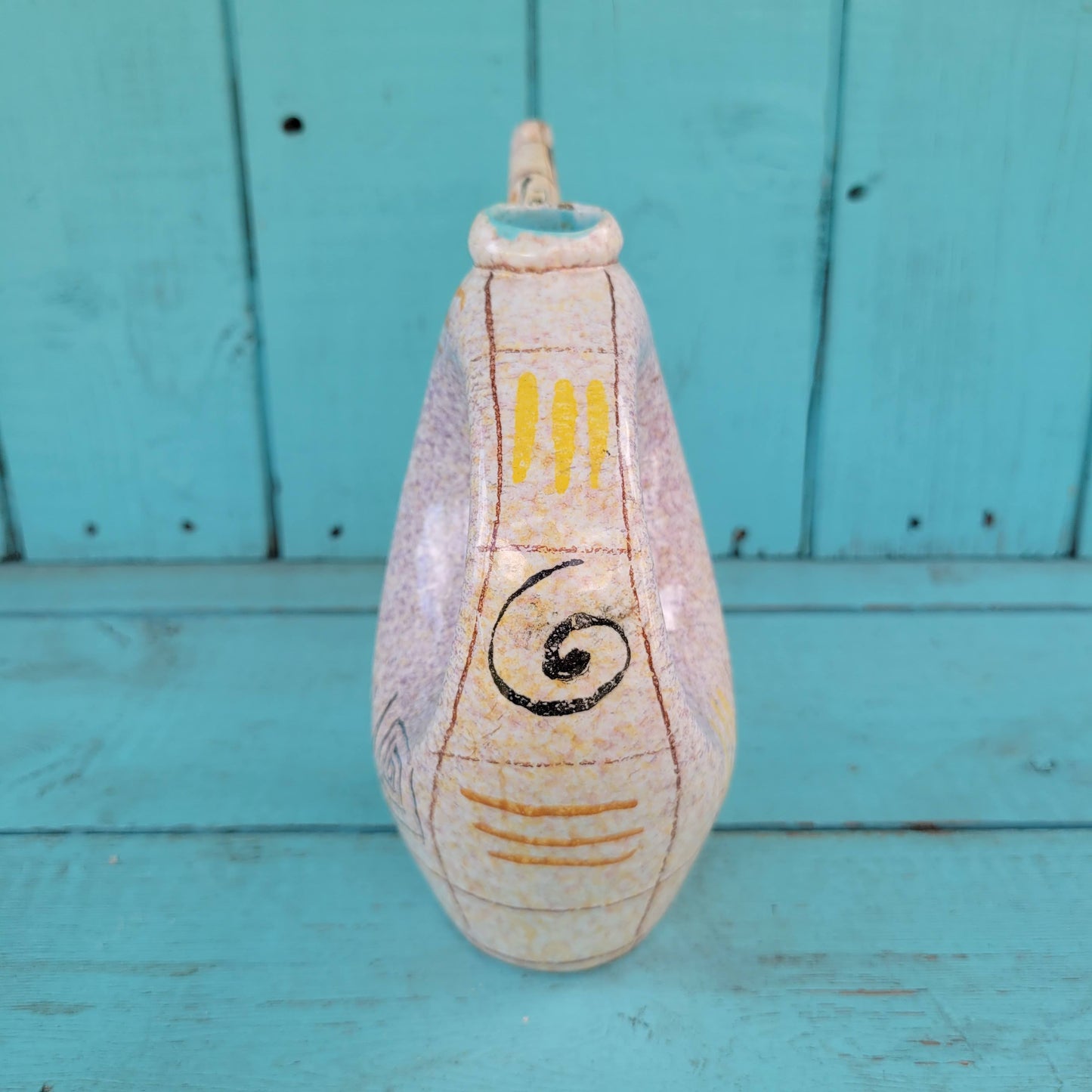 1960s Coronetti, Italy abstract patterned ceramic liquor bottle stamped Coronetti, Cunardo.