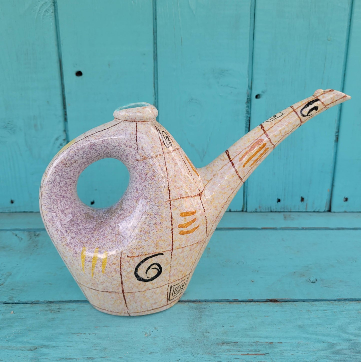 1960s Coronetti, Italy abstract patterned ceramic liquor bottle stamped Coronetti, Cunardo.