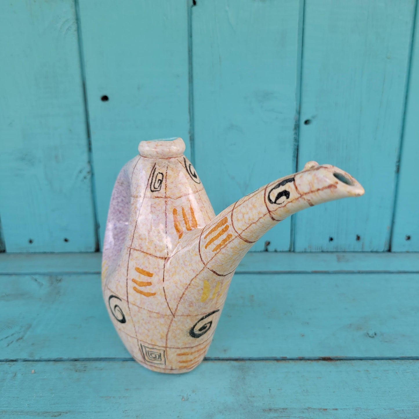 1960s Coronetti, Italy abstract patterned ceramic liquor bottle stamped Coronetti, Cunardo.