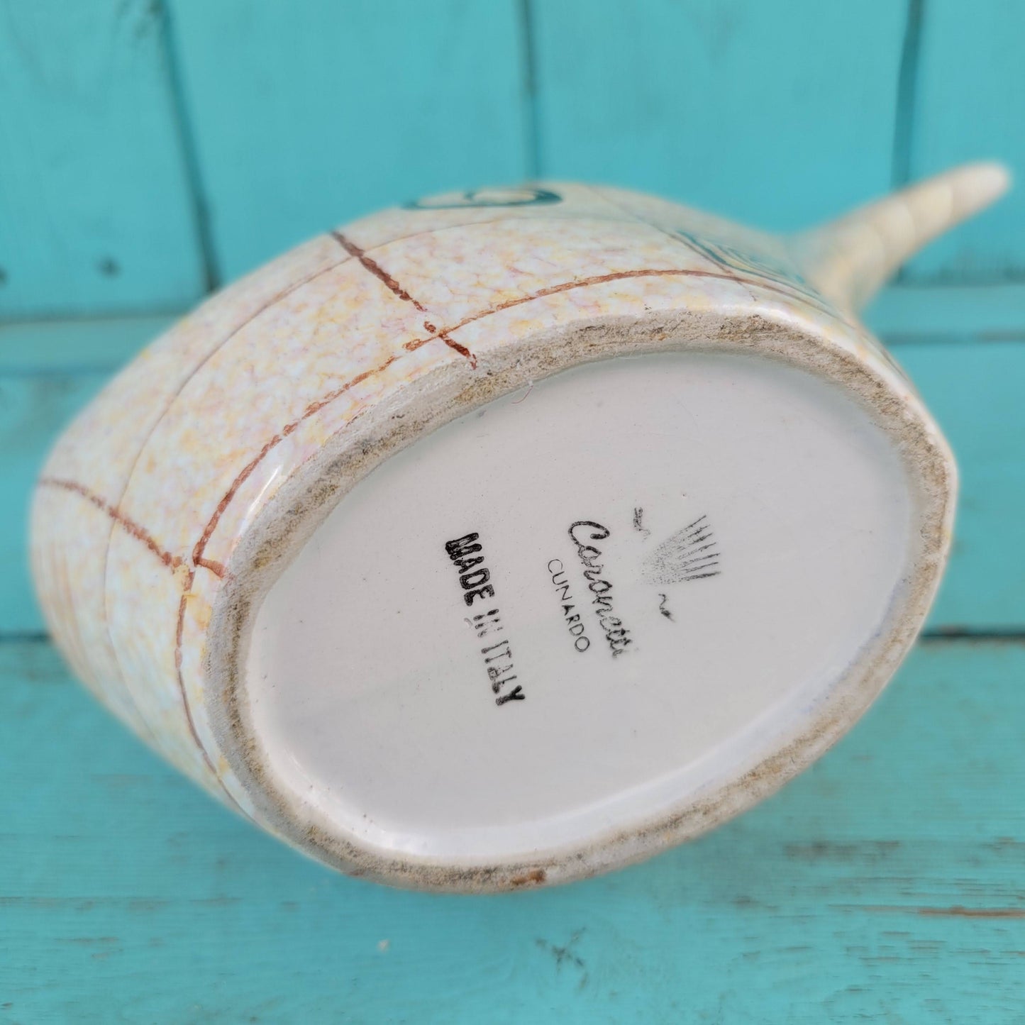 1960s Coronetti, Italy abstract patterned ceramic liquor bottle stamped Coronetti, Cunardo.