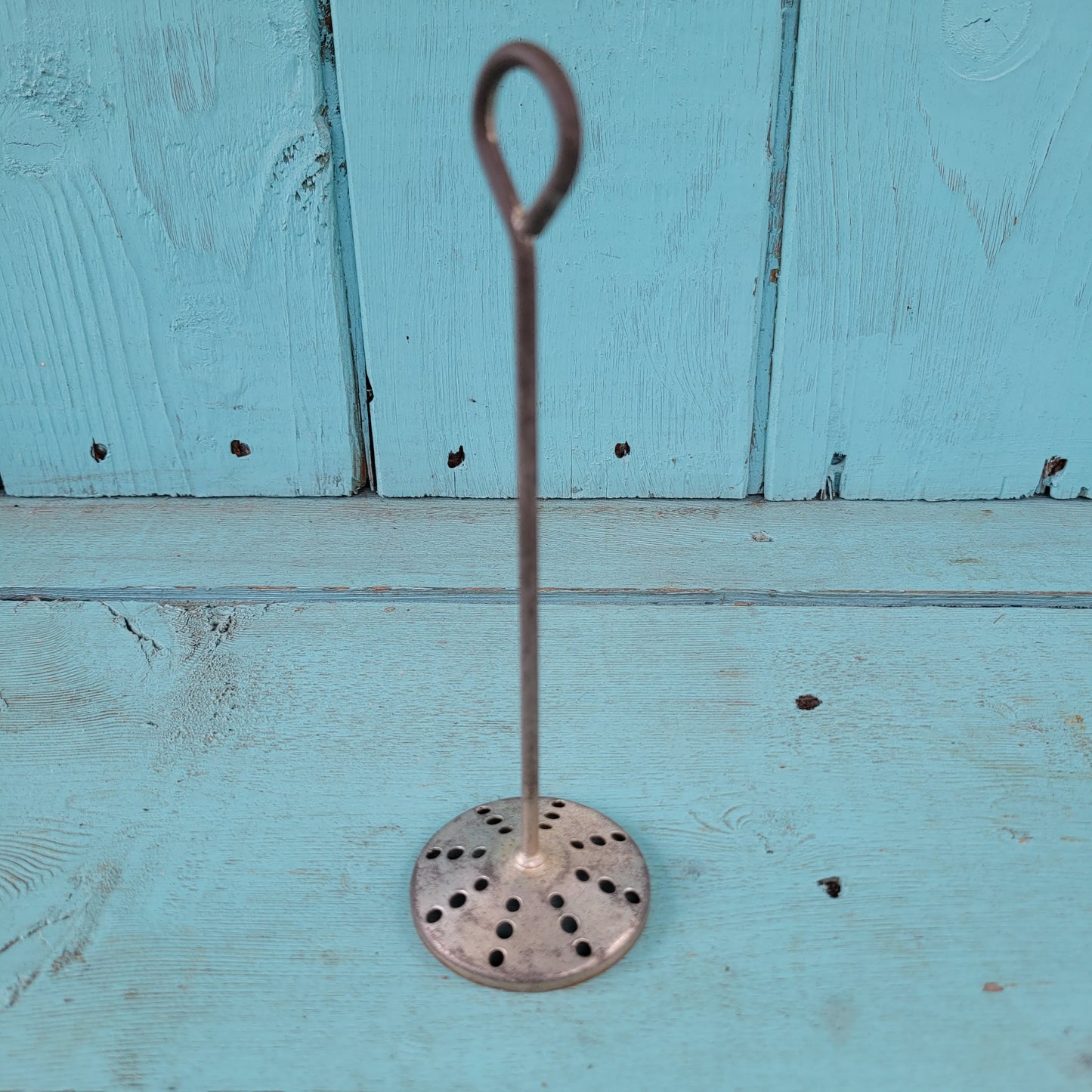 Vintage glass Horlicks mixer with original metal stirrer