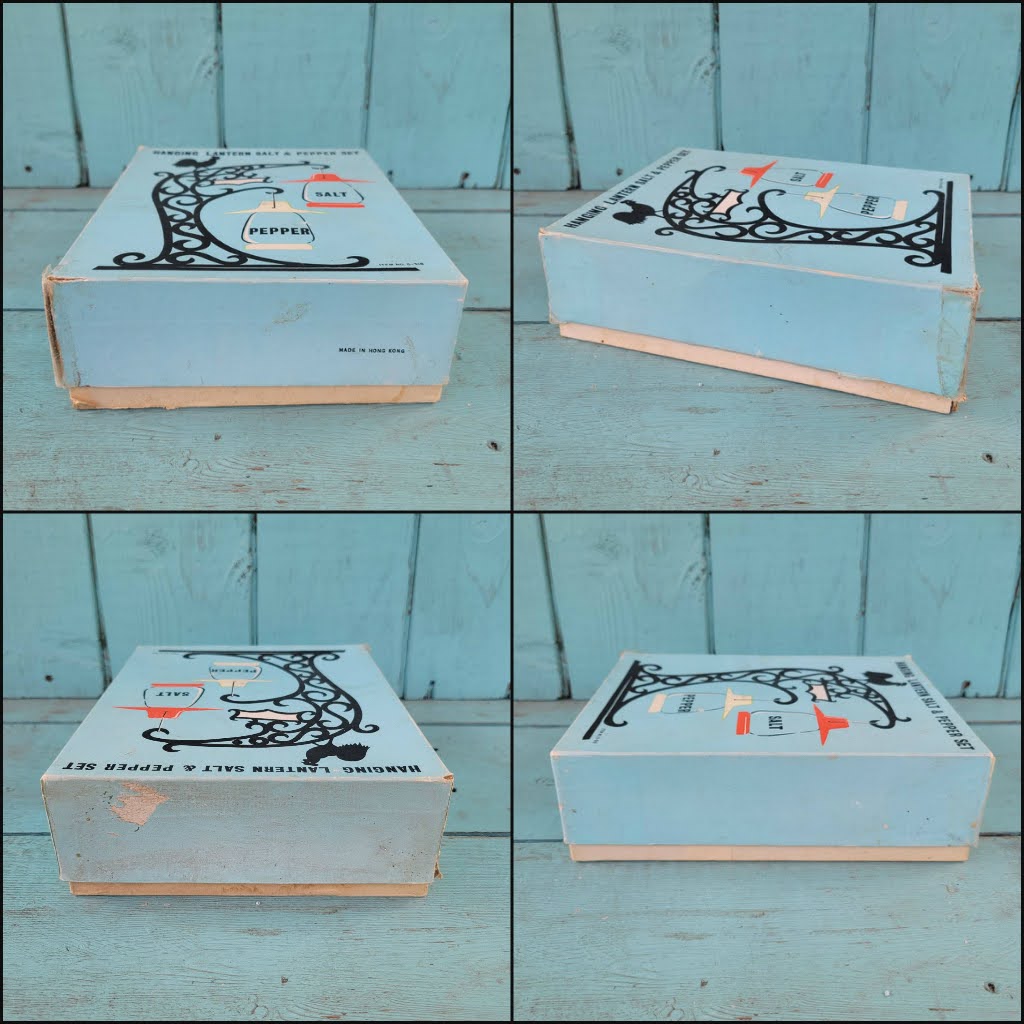 circa. 1960s hanging lantern salt & pepper set, boxed, item No 5-316