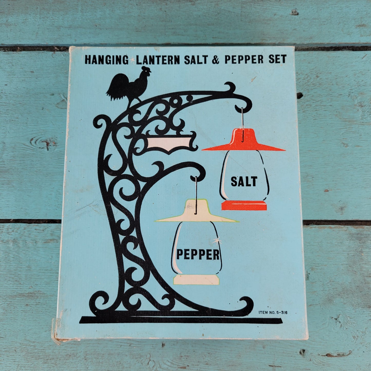 circa. 1960s hanging lantern salt & pepper set, boxed, item No 5-316