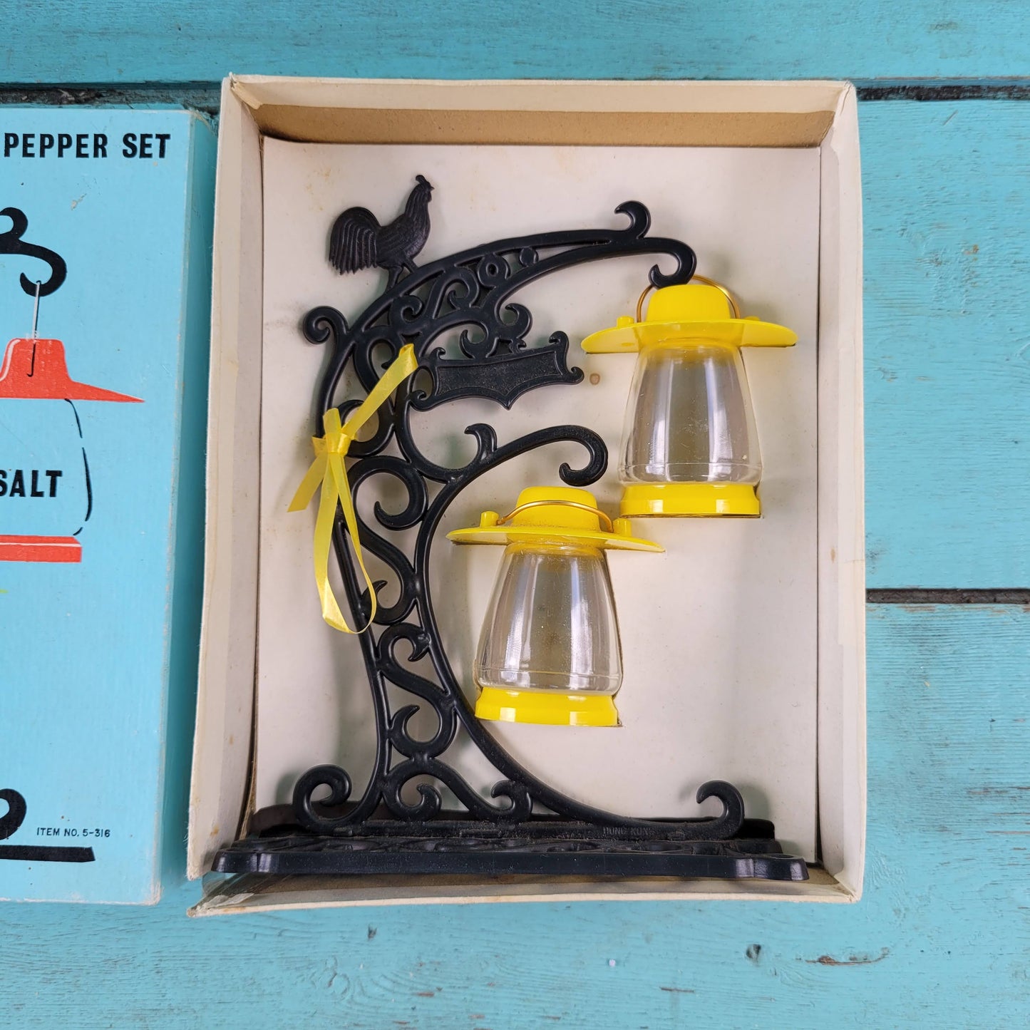 circa. 1960s hanging lantern salt & pepper set, boxed, item No 5-316
