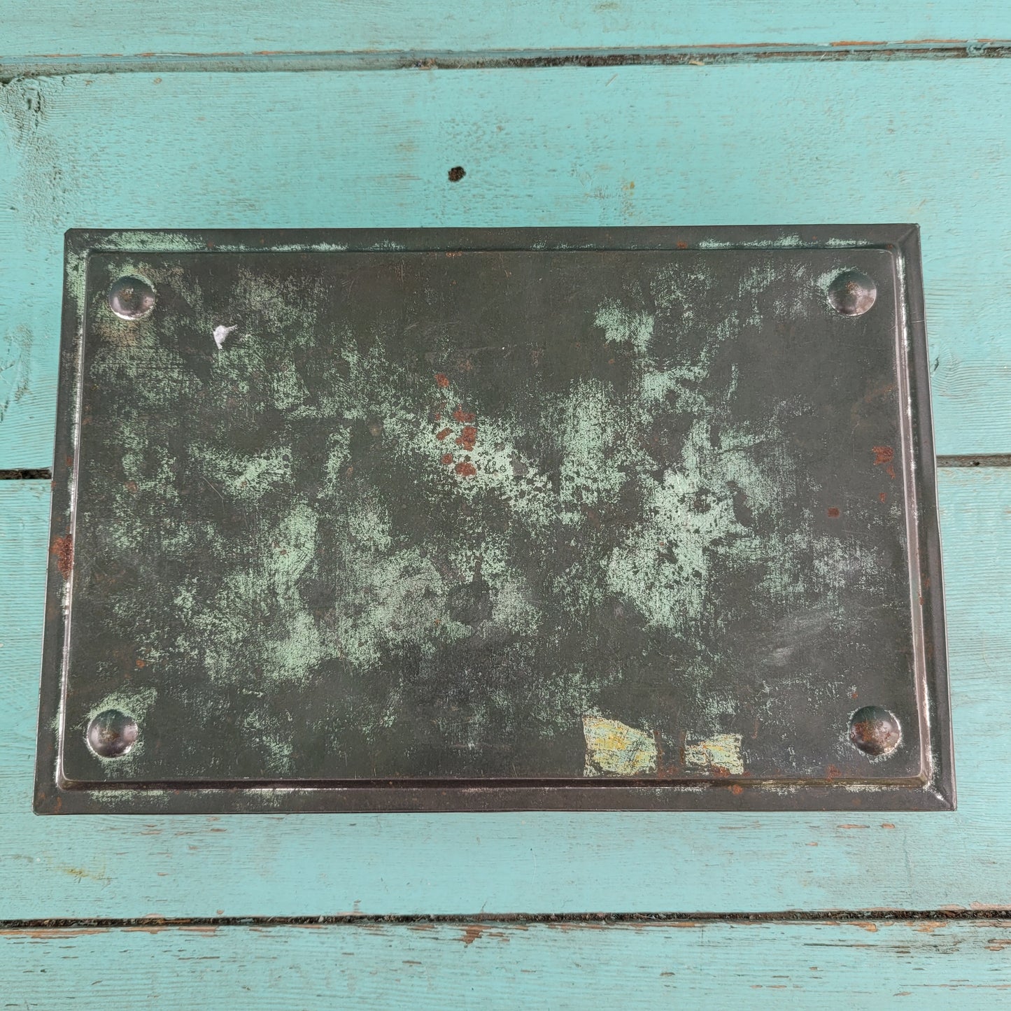 Vintage Chymos, Finland, rectangular candy tin with embossed galloping horses design