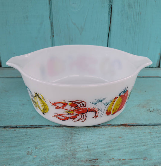 1960s JAJ Pyrex lobster & vegetable small Cinderella bowl
