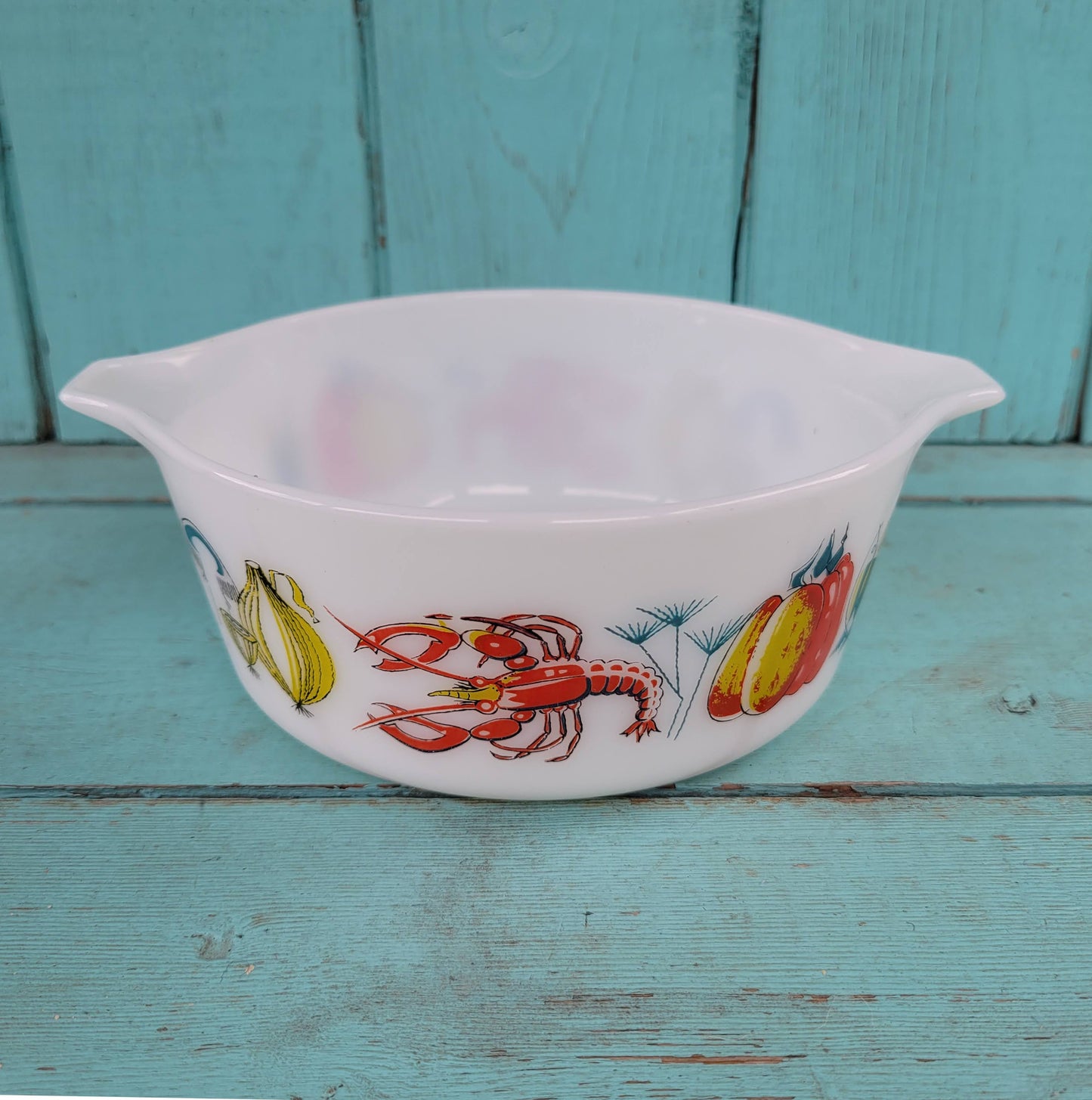 1960s JAJ Pyrex lobster & vegetable small Cinderella bowl