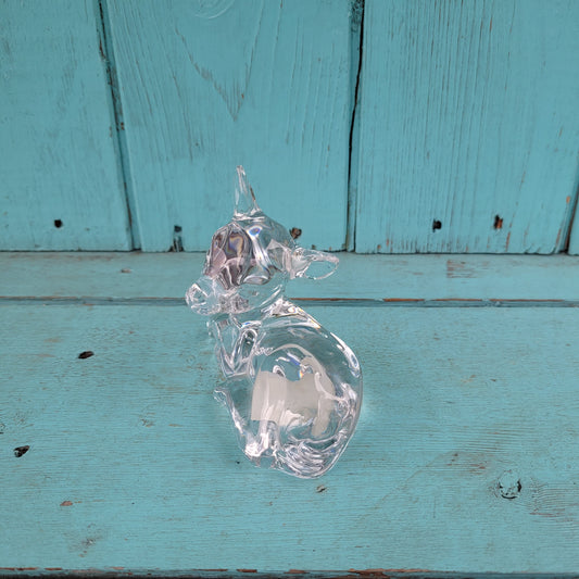 1980s Princess Glass Pets, Germany, lead crystal sitting fawn figurine/paperweight