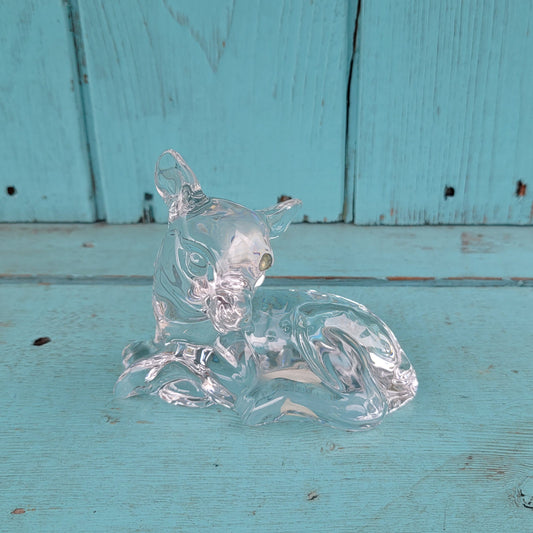 1980s Princess Glass Pets, Germany lead crystal seated fawn figurine/paperweight
