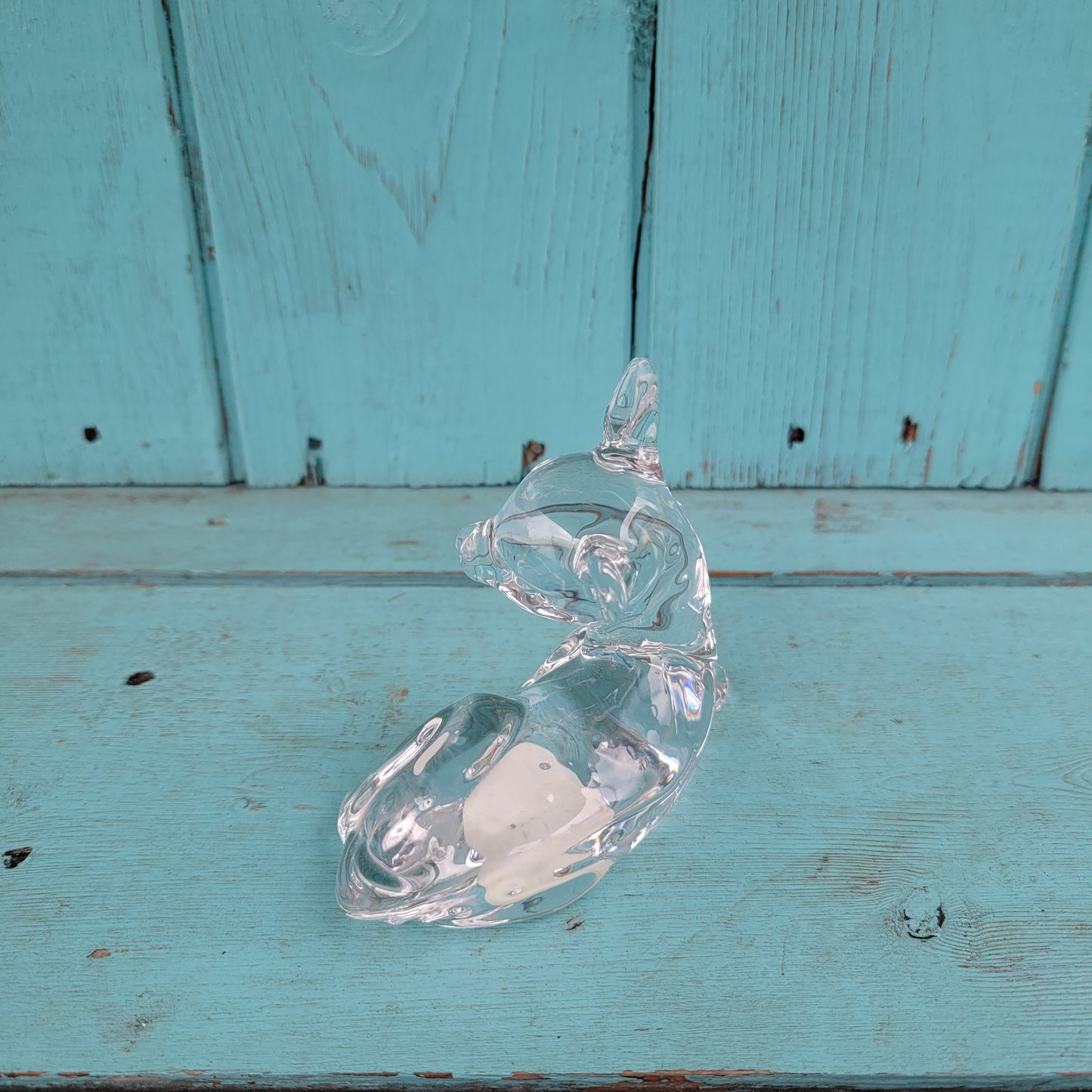 1980s Princess Glass Pets, Germany, lead crystal sitting fawn figurine/paperweight
