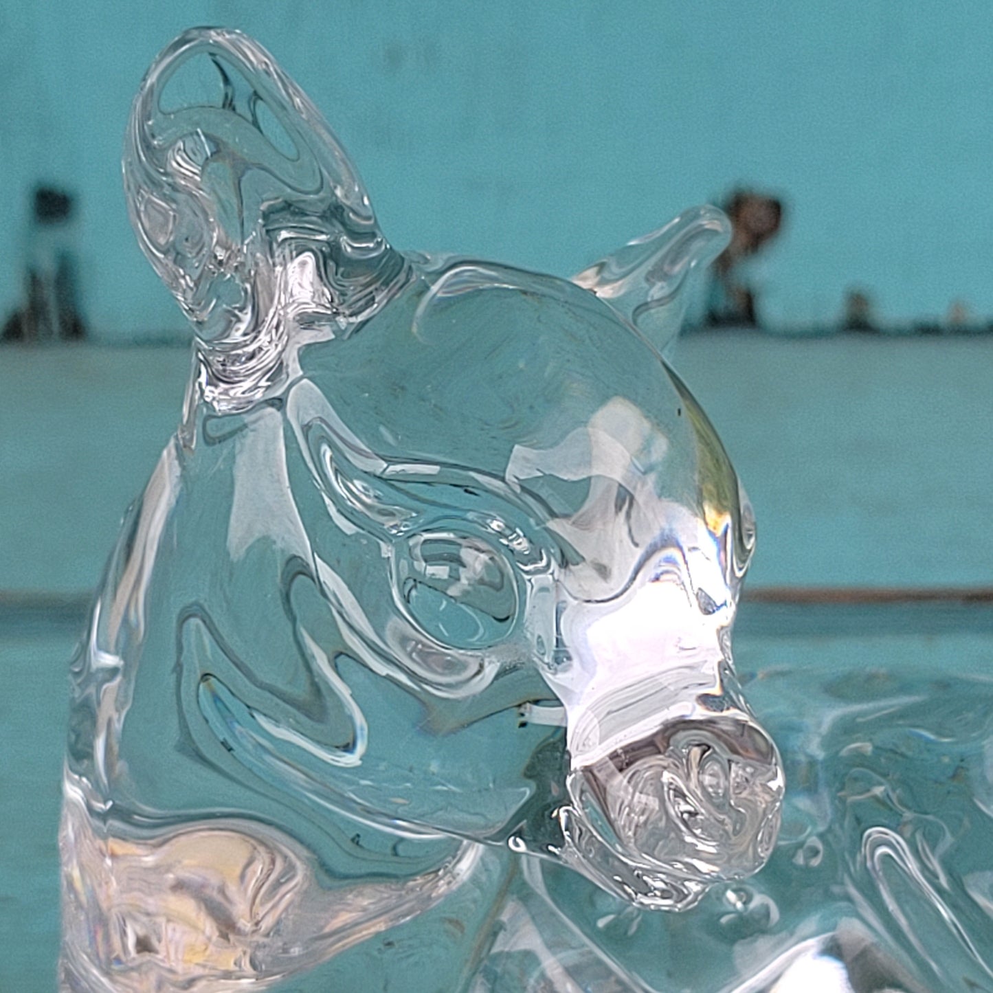 1980s Princess Glass Pets, Germany, lead crystal sitting fawn figurine/paperweight