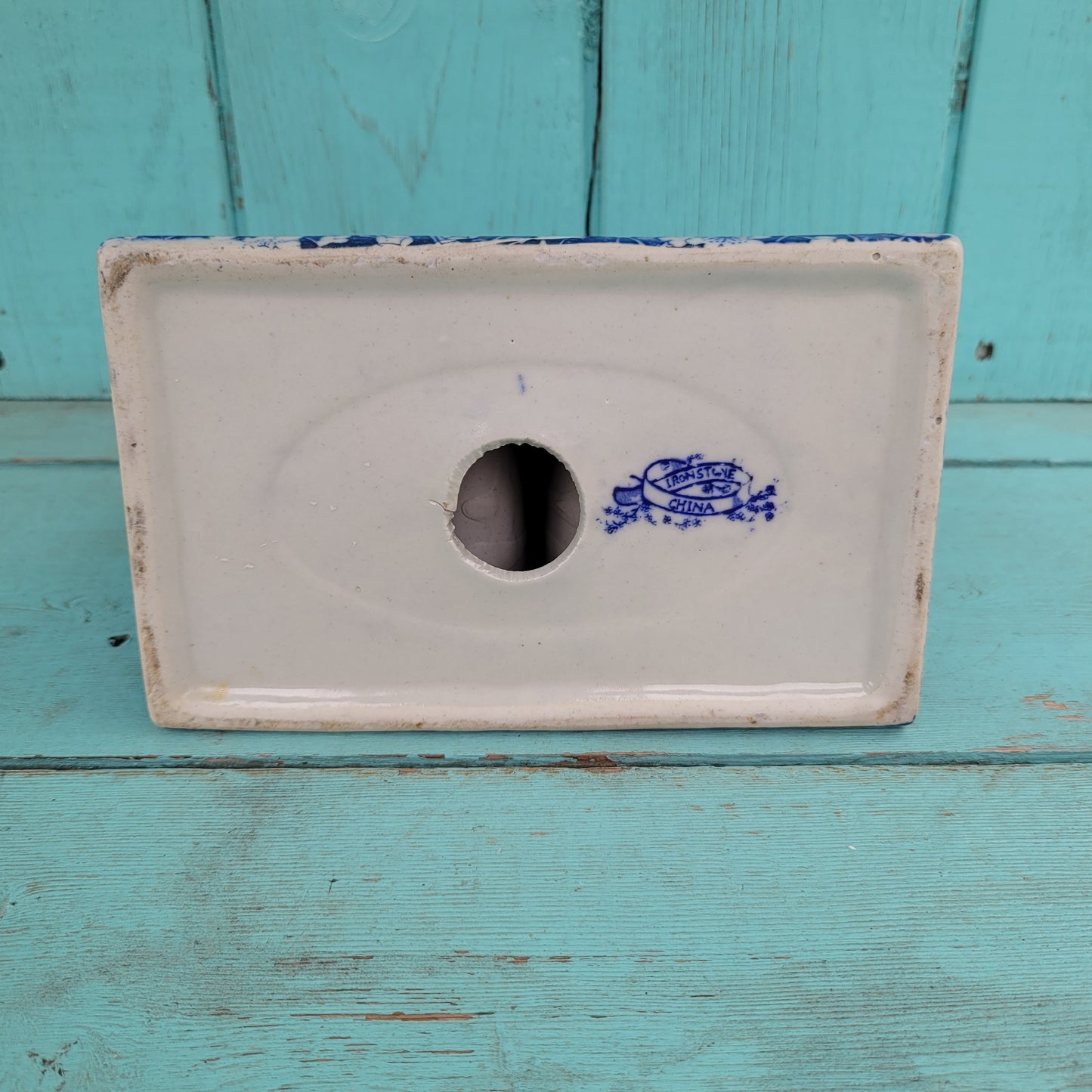 Vintage Ironstone China blue & white floral earthenware toast rack